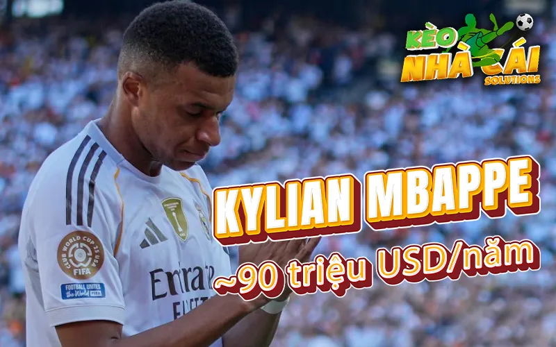 Mbappe đứng vị trí số 5 trong BXH cầu thủ lương cao nhất thế giới